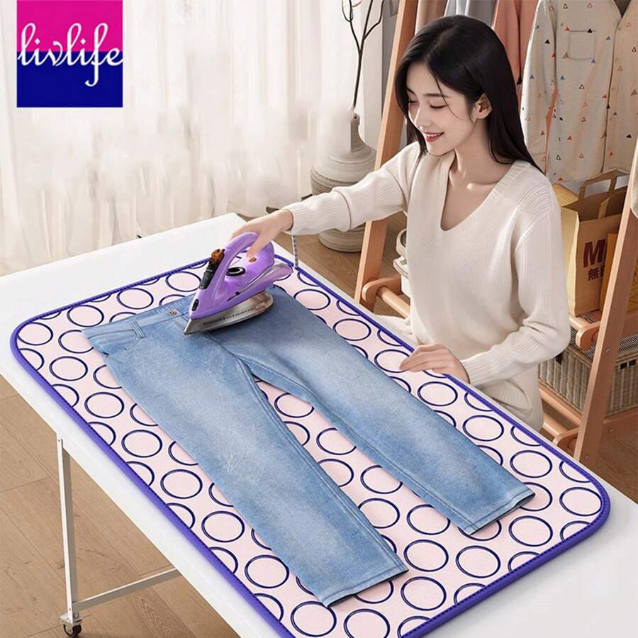 High Temperature Resistant Foldable Steam Ironing Pad, Suitable For Home And Dorm Use, Heat Insulation Mat,Kitchen Decor,Household Items,Mother's Day Gift,Bedroom Decor,Garden,Kitchen Decor,Summer,Beach,Travel Essentials,Room Decor,Squishy,Graduation - Pink - View 1