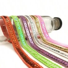 1 szt. 12 mm koronkowa lamówka z metalicznym brokatem, do sukni walentynkowej, szycia, kostiumów tanecznych, rękodzieła, pakowania prezentów, aksamitne naklejki do dekoracji odzieży, akcesoria do szycia DIY, dekoracja torby i spinki do włosów (bez papierowej karty)