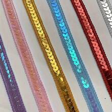 1 szt. 12 mm koronkowa lamówka z metalicznym brokatem, do sukni walentynkowej, szycia, kostiumów tanecznych, rękodzieła, pakowania prezentów, aksamitne naklejki do dekoracji odzieży, akcesoria do szycia DIY, dekoracja torby i spinki do włosów (bez papierowej karty)