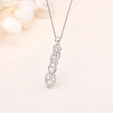 1 chiếc vòng cổ mặt dây chuyền hình trái tim bằng đá quý Cubic Zirconia nhân tạo S925 Celtic Knot, hộp quà trang sức cho phụ nữ, thích hợp làm quà tặng lễ hội, tiệc cưới & tiệc tùng Valentine - Bạc - Xem 6
