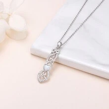 1 chiếc vòng cổ mặt dây chuyền hình trái tim bằng đá quý Cubic Zirconia nhân tạo S925 Celtic Knot, hộp quà trang sức cho phụ nữ, thích hợp làm quà tặng lễ hội, tiệc cưới & tiệc tùng Valentine - Bạc - Xem 5