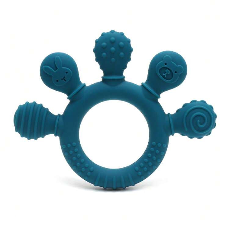 1pc Baby Teething Toy, Colorful Soft Silicone Teething Ring, Sensory Teether, Suitable For 0-3 Years Old Infants And Toddlers - Multicolor - View 19