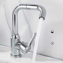 1 vòi chậu rửa xoay đa năng bằng thép không gỉ, chậu rửa mặt nóng lạnh, vòi chậu rửa mặt hồ bơi rửa tay - Bạc - Xem 8