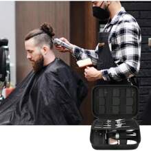 ALKOO Sac d'accessoires de barbier pour tondeuses et fournitures, boîte pour tondeuses à cheveux pour hommes, support de rangement portable pour tondeuses, kit de toilettage avec protège-lames et fournitures de barbier (sac seulement). Sac de toilette, sac de voyage de toilette, sac de rangement de maquillage, sac de plage, sac de vacances, fournitures scolaires, essentiels de voyage, pour dames, pour dortoir universitaire, pour salle de bain