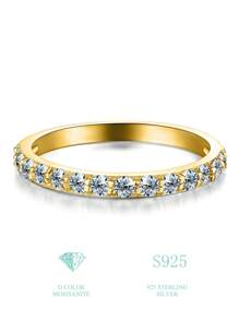 1 pieza Anillo de compromiso con moissanita Anillo de boda Anillo de promesa de plata esterlina S925 Anillo de eternidad Anillo de aniversario Regalos de joyería de lujo para mujeres
