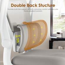 High Back Ergonomic Chair With Adjustable Headrest And Lumbar Support - Light Grey - View 3