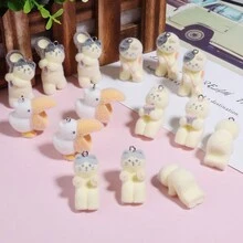 2 piezas de colgantes decorativos de resina con gato 3D lindo para accesorios de joyería DIY - Multicolor - Ver 11