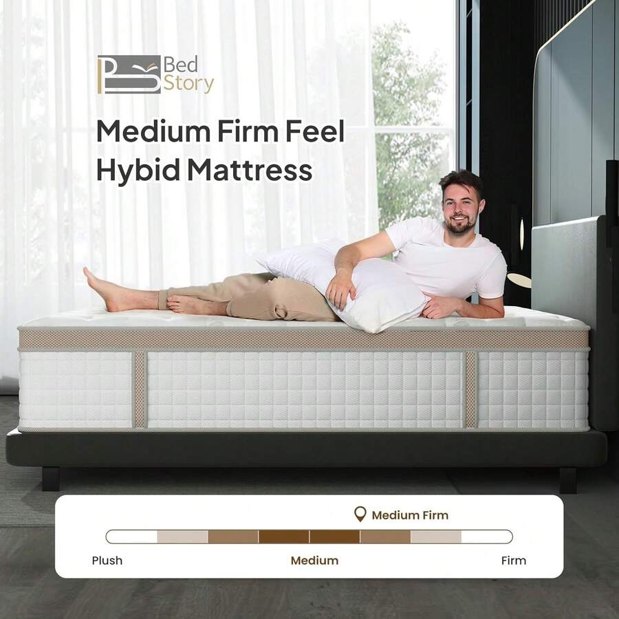 BedStory Mattress 14 Inch Superior Hybrid Mattress In A Box For Back