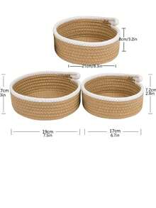 Rope Woven Storage Basket With Handle, Desktop Organizer Basket For Toys, Stationery, Cosmetics, Home Use