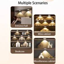 1 Stück Bewegungsmelder Scheinwerfer, 3 einstellbare Lichtfarben Nachtlicht für Schrank Vitrinen Wanddekor, Kabellose magnetische Montage