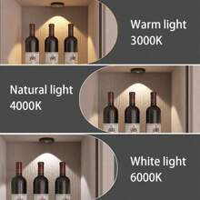 1 Stück Bewegungsmelder Scheinwerfer, 3 einstellbare Lichtfarben Nachtlicht für Schrank Vitrinen Wanddekor, Kabellose magnetische Montage