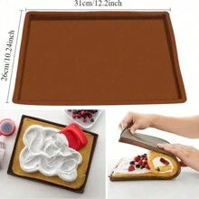 1 件瑞士卷寿司卷蛋糕卷耐热不粘烘焙垫、矩形面团烤盘、糕点烘焙烤箱垫 - 棕色 - 查看 3