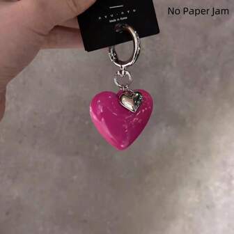 1pc Large Pink Heart Shaped Keychain Pendant, Elegant Luxury Bag Accessory Valentine's Day Car Accessories Bag Charm Backpack For School