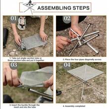 Foyer portable pliable en acier inoxydable maille 16,5 pouces - Équipement de camping pour camping, extérieur, patio, cour et jardin (Argent) (16,5 po)