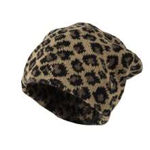 Knitted Beanie Leopard Pattern Hat Soft Warm Watch Cap - 棕色 - 查看 1