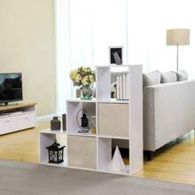 VASAGLE Treppenregal, Bücherregal, Stufenregal, Standregal, mit 6 Würfeln, Leiterregal, als Raumteiler, Würfelregal, freistehend, für Büro, Wohnzimmer, Schlafzimmer, weiß