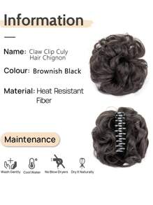 合成耐热编织发髻，带蓬松自然发夹，多种颜色，棕黑色自然接发，女士时尚卷发水波接发，适合日常节日角色扮演派对，圣诞礼物，二手初学者友好礼物 - 亞麻棕 - 查看 8