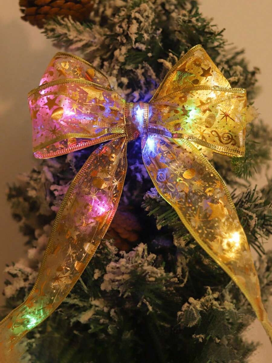 1pc Christmas Ribbon Fairy Lights, 5M/16.4 FT, Golden Christmas Lights