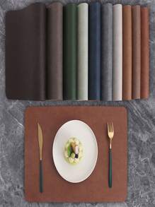 1pc Faux Leather 2-Size Multicolor Waterproof Oil-Proof Placemats For Restaurant Dining Table, Heat Insulation Coasters - Multicolor - View 5