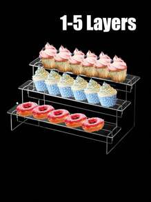 1 件透明亚克力组装楼梯甜点纸杯蛋糕桌面展示架，1-4 层糕点架，寿司拼盘，宴会冷菜分层架和甜点架圣诞礼物 - 圓柱腿款 - 查看 9