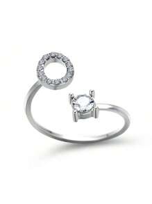 1 Stück modischer einstellbarer Ring mit 26 englischen Buchstaben Design aus kubischem Zirkonia, kreatives Geschenk für Frauen, Paar-Alltagsringe