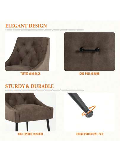 Set Of Dining Chairs Metal Feet, Moderne Kitchen Backrest, Dining/Living Room Lounge view 4