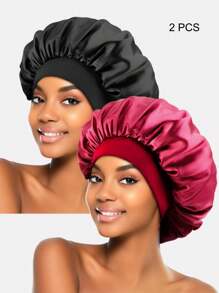 4入組女士多色寬邊髮帽，日常使用絲綢髮套與緞布髮套 - 彩色 - 查看 16