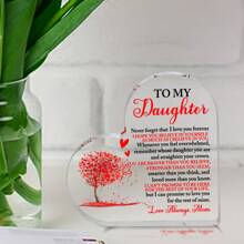 1 pieza Placa de acrílico con forma de corazón, regalo de graduación para hija, adecuado para cumpleaños, Acción de Gracias, graduación, día conmemorativo, oficina, estilo sencillo