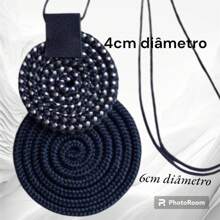 Women's Long Necklace Pendant Mandala Spiral Rope Handmade - 夜藍色/白色圓點 - 查看 2