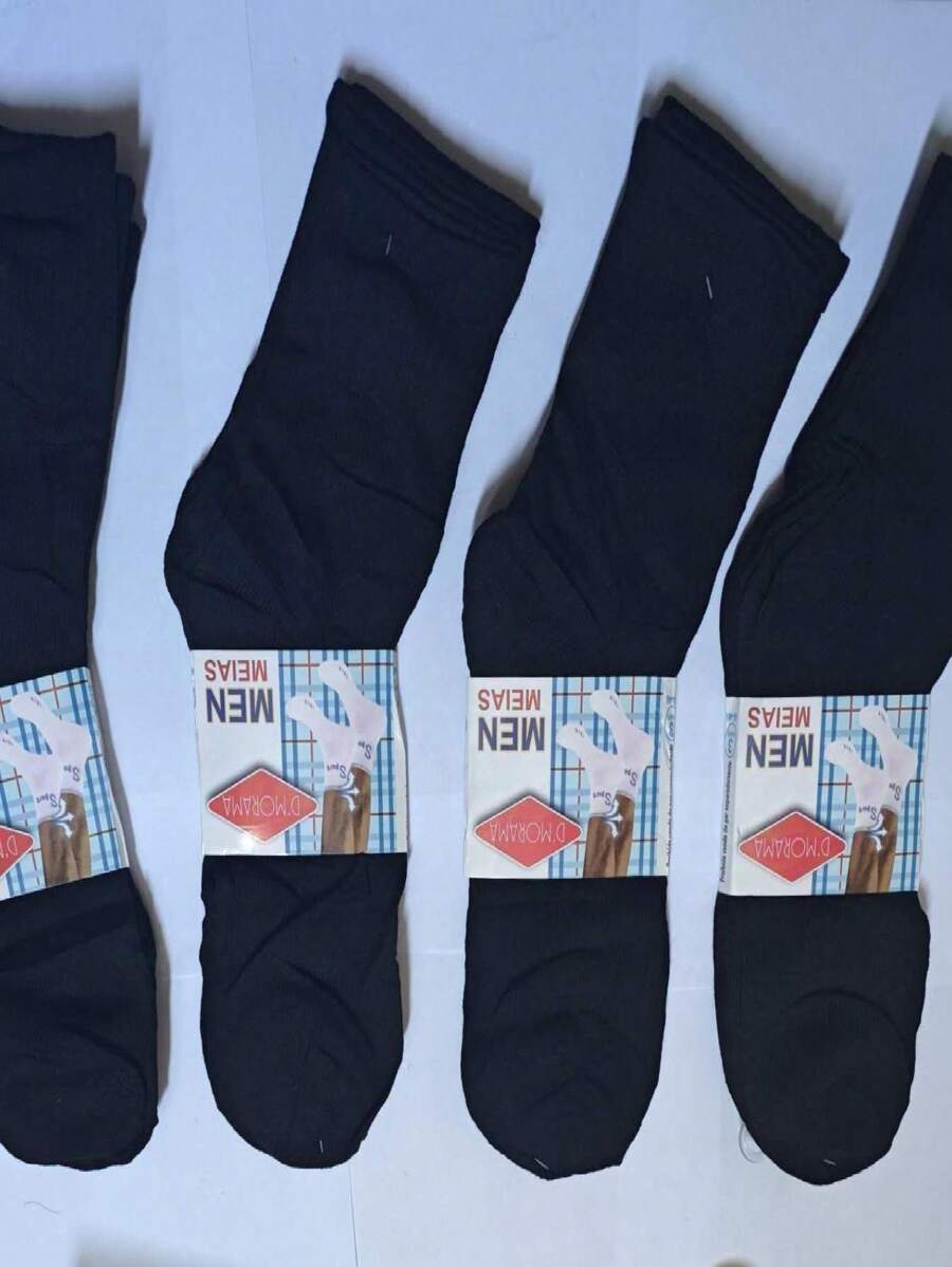 Kit 12 Pairs Of Men's White And Black Long Ankle Socks SHEIN UK