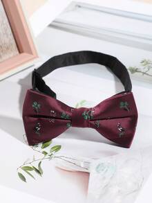 1 chiếc nơ cổ lọ hai lớp in họa tiết hoa/cây thanh lịch dành cho nữ, thích hợp làm quà tặng tiệc tùng ngày lễ - Nhiều màu - Xem 1