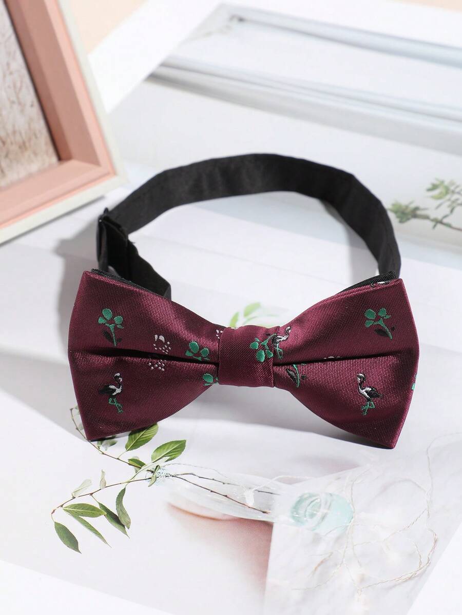 1 chiếc nơ cổ lọ hai lớp in họa tiết hoa/cây thanh lịch dành cho nữ, thích hợp làm quà tặng tiệc tùng ngày lễ - Nhiều màu - Xem 1