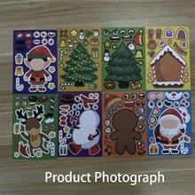圣诞装饰 8 件卡通圣诞贴纸套装 - 自粘、可重复使用、矩形，适合制作自己的贴纸、派对游戏、工艺套件和活动 - 非常适合塑料表面 - 彩色 - 查看 7