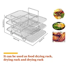 3 Tier Air Fryer Grill Rack Baking Tray Basket Chip Pizza For Most Of Air Fryers. - Silver - View 5