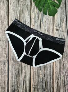 DomiGe 1 件装黑色性感内裤低腰男士三角裤带分体 J 罩杯开口 - 黑色 - 查看 7