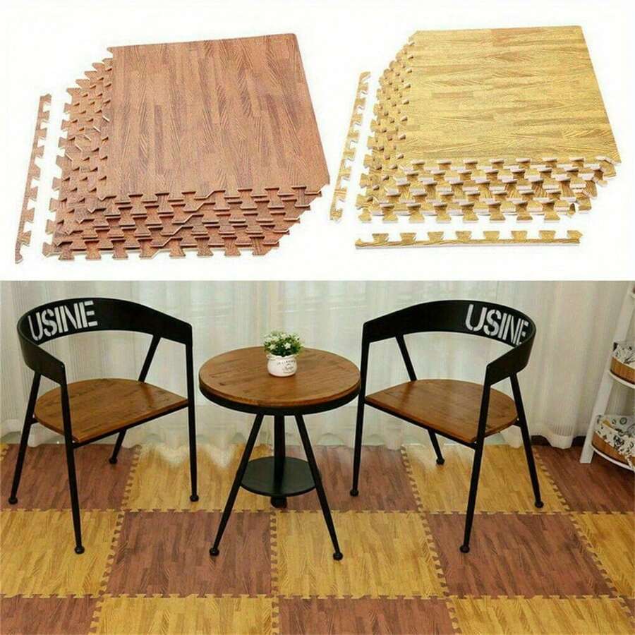 Premium Wood Grain Interlocking Foam Floor Mats AntiFatigue Flooring