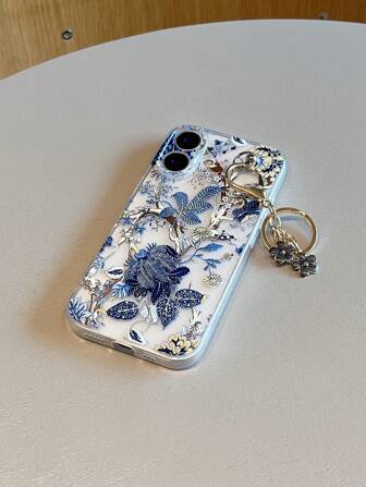 2pcs/Set UV Printed Big Flower Pattern Phone Case + Keychain Compatible With IPhone 7/8/7p/8p/X/Xs/Xr/Xsmax/11/11pro/11promax/12/12pro/12promax/12MINI/13/13pro/13promax/13MINI/14/14pro/14plus/14promax/15/15pro/15plus/15promax/16/16RRO/16PLUS/16PROMAX/17/17pro/17promax/17AIR