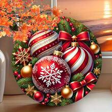 1 件装 钟形主题圆形铁质标牌，耐用农舍装饰，适用于家庭、酒吧、车库、咖啡厅和花园、花环装饰、室内/室外墙壁艺术、节日礼物 7.8 英寸 X 7.8 英寸 上、下、左、右不同孔位置随机发货 - 彩色 - 查看 3