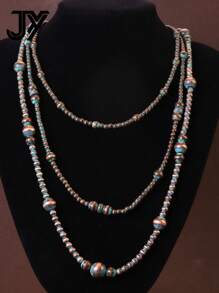 1pc Western Country Style Beaded Multi-Layer CCB Necklace - Navajo Necklace - View 10