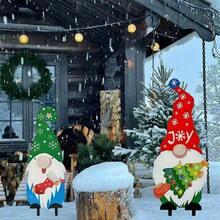 1 件金属铁艺小矮人庭院装饰，户外露台工艺品，花园草坪装饰，圣诞礼物，适合节日装饰，冬季圣诞节户外草坪家居花园地面装饰 - 彩色 - 查看 6