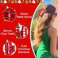 Kẹp tóc Giáng sinh, Tóc dày, Phụ kiện tóc in hình Giáng sinh, Tất Giáng sinh phù hợp cho phụ nữ và trẻ em gái - Nhiều màu - Xem 5