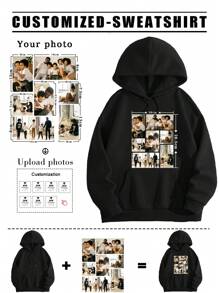 Custom Christmas Apparel, Personalized Women's Hoodies - Add Your Own Text (Family Photos/Group Portraits/Dinner Photos/Party Photos/Friends Photos/Selfies) To Design Your Own Personalized Prints, Couple Photos, Anniversary Gifts, Autumn/Winter Women's Wear, Fall Women's Wear, Winter Women's Wear, Sweatshirts