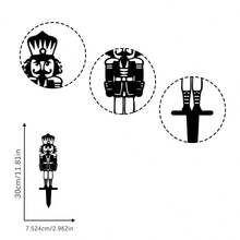 1 件圣诞胡桃夹子节日庭院木桩，传统或现代设计，户外节日装饰，激光切割金属艺术 - 黑色 - 查看 3