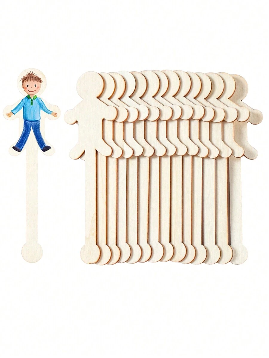 30pcs ManShaped Wooden Sticks Art Panels For Painting Wooden Craft