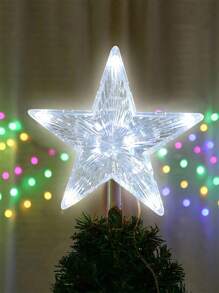 1pc Star Shape White Light Or Warm Light Christmas Holiday Home Decorations Suitable For Christmas Tree Decor, Star Tree Topper, Battery Powered (Battery Not Included)