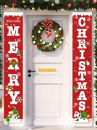 2 件圣诞门廊标志雪人圣诞装饰用品圣诞快乐挂旗欢迎冬季门横幅节日家居室内室外墙壁圣诞装饰节日气氛装饰，派对的完美节日装饰
