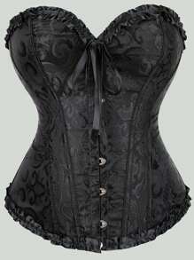 Palace Style Corset With Boning To Shape Waist And Push Up Bust, Sexy Jacquard Shapewear Top, Suitable For Wearing With A Dress, 1pc