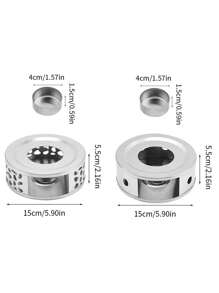 1 件装不锈钢蜡烛加热器空心底座，玻璃茶壶加热器，用于加热茶壶，返回学校 - 銀色 - 查看 2