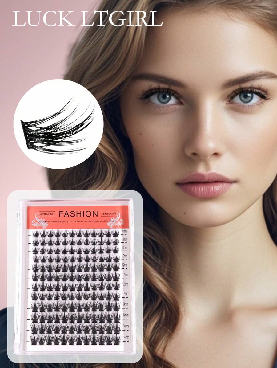 1 Box 12 Rows 144 Clusters C D Curly New Hot Melt Flare Lashes, For Party Makeup - Black - View 1