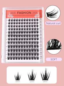 1 Box 12 Rows 144 Clusters C D Curly New Hot Melt Flare Lashes, For Party Makeup - Black - View 5